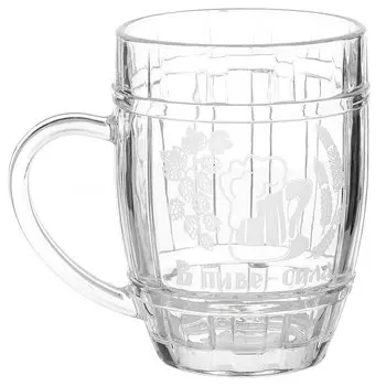 Кружка пивная стекло, 500 мл, В пиве сила, Декостек, 3226/1-Г