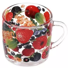 Кружка стекло, 300 мл, Декостек, 2134-Д Ягоды