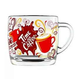 Кружка стекло, 300 мл, Кофенечка, микс, 2134-Д