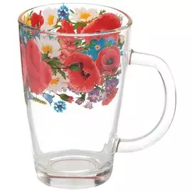 Кружка стекло, 300 мл, Маковое поле, Декостек, 334-Д