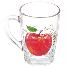 Кружка стекло, 300 мл, Капучино Полезное яблоко, ОСЗ, с1334