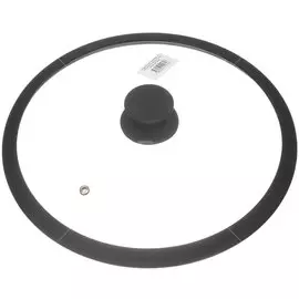 Крышка для посуды стекло, 28 см, Daniks, черная, с силиконовым ободом, HA222B