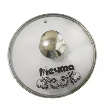 Крышка для посуды стекло, 28 см, Мечта, металлический обод, кнопка нержавеющая сталь, КР28