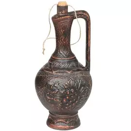Кувшин керамика, 1 л, с крышкой, Букет, красная глина