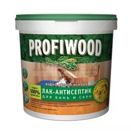 Лак-антисептик Profiwood, для бань и саун, воднодисперсионный, полуглянцевый, полиакриловый, для внутренних работ, 0.9 кг