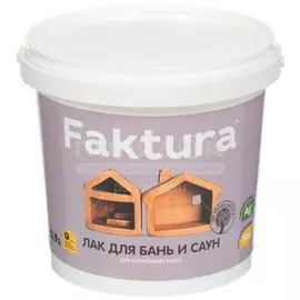 Лак Faktura, для бань и саун, шелковисто-матовый, полиакриловый, для внутренних работ, 0.9 л
