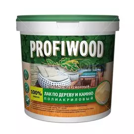 Лак Profiwood, по дереву и камню, воднодисперсионный, глянцевый, полиакриловый, для внутренних и наружных работ, 0.9 кг