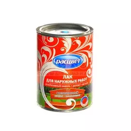 Лак Расцвет, глянцевый, алкидно-уретановый, прозрачный, для внутренних и наружных работ, 0.8 кг