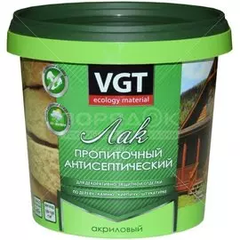Лак VGT, антисептик, полуглянцевый, акриловый, дуб, для внутренних и наружных работ, 0.9 кг
