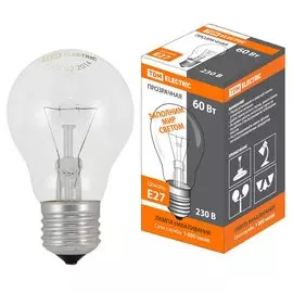 Лампа накаливания E27, 60 Вт, груша/гриб, TDM Electric, SQ0332-0036