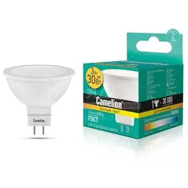 Лампа светодиодная GU5.3, 3 Вт, 30 Вт, 220 В, рефлектор, 3000 К, свет теплый белый, Camelion