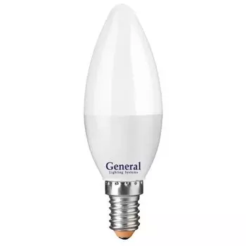 Лампа светодиодная E14, 10 Вт, 230 В, свеча, 6500 К, холодный белый свет, General Lighting Systems, CF, 682900