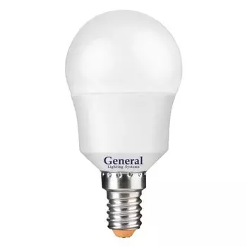 Лампа светодиодная E14, 15 Вт, 230 В, шар, 2700 К, теплый белый свет, General Lighting Systems, GLDE, 661104
