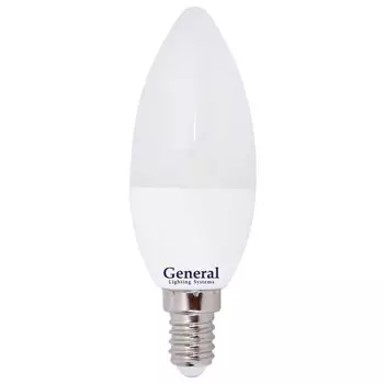 Лампа светодиодная E14, 8 Вт, 230 В, свеча, 2700 К, теплый белый свет, General Lighting Systems, CF, 638200