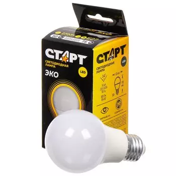 Лампа светодиодная E27, 10 Вт, 75 Вт, 200-240 В, груша, 2700 К, свет теплый белый, Старт, 17291