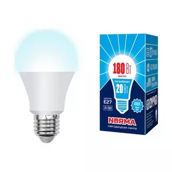 Лампа светодиодная E27, 20 Вт, 180 Вт, 175-250 В, груша, 4000 К, свет белый, Volpe, Norma, матовая
