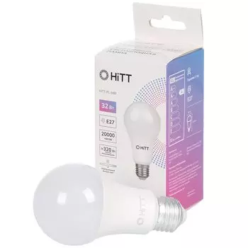 Лампа светодиодная E27, 32 Вт, 230 В, груша, 4000 К, нейтральный белый свет, HiTT, A60, 1010023