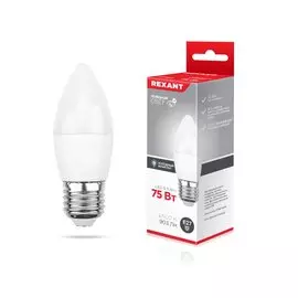 Лампа светодиодная E27, 9.5 Вт, свеча, 6500 К, свет холодный, Rexant, CN37