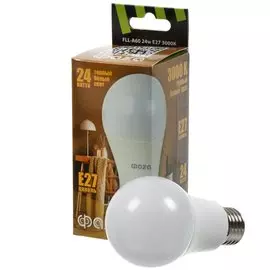 Лампа светодиодная E27, 24 Вт, 230 В, 3000 К, теплый белый свет, ФАZА, FLL- A60, 5038448