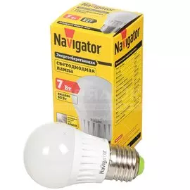 Лампа светодиодная E27, 7 Вт, 60 Вт, 220 В, шар, 4000 К, холодный белый свет, Navigator