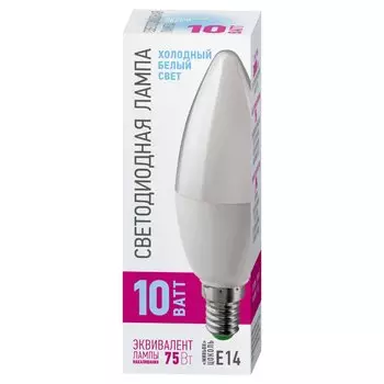 Лампа светодиодная E14, 10 Вт, 75 Вт, свеча, 4000 К, нейтральный белый свет, Онлайт