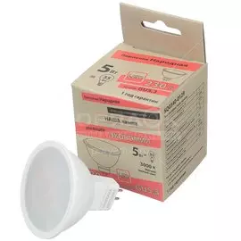 Лампа светодиодная GU5.3, 5 Вт, 35 Вт, 220 В, рефлектор, 3000 К, свет теплый белый, TDM Electric, Народная