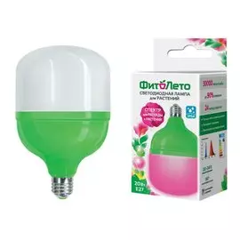Лампочка светодиодная для рассады и цветения, E27, 20 Вт, M80, SPSB, Uniel, Фито PLS55GR, ul-00006261
