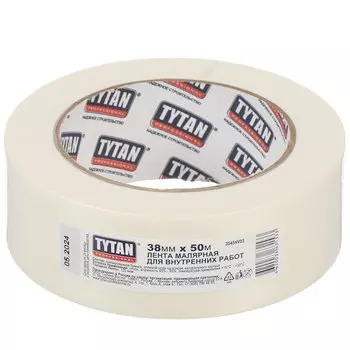 Лента малярная 38 мм, белая, основа бумажная, 50 м, Tytan, 115330