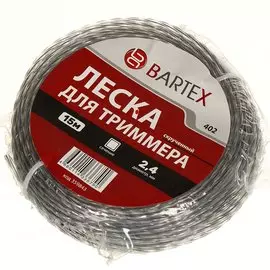 Леска для триммера 2.4 мм, 15 м, квадрат, Bartex, скрученная, двухцветная