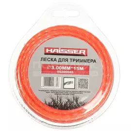 Леска для триммера 3 мм, 15 м, квадрат, Haisser, витая