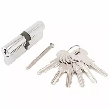 Личинка замка двери Аллюр, A 80-6К CP, 1 262, 80 мм, хром, латунь, 6 ключей