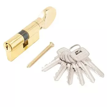 Личинка замка двери Аллюр, A.G 70-6К BP, 980, 70 мм, ключ-вертушка, золото, 5 ключей, блистер