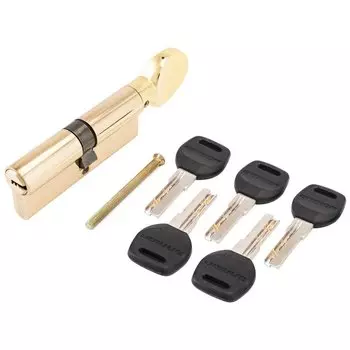 Личинка замка двери Аллюр, HD FG 80-5К BP, 7 821, 80 мм, золото, 5 перфоключей/вертушка