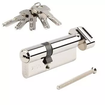 Личинка замка двери Apecs, SM-80(30/50C)-C-NI, 32114, 80 мм, с заверткой, никель