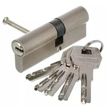 Личинка замка двери Стандарт, MAX 80, 14 791, 80 мм, матовый никель, 5 перфоключей