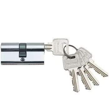 Личинка замка двери Trodos, ЦМ, 209214, 80 мм, хром, блистер, 5 ключей