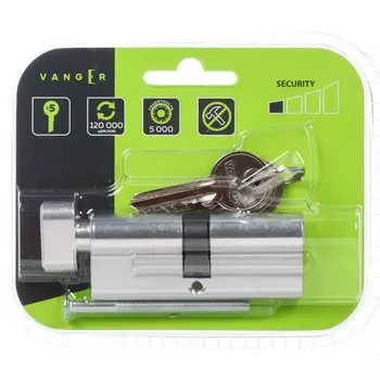 Личинка замка двери Vanger, EL-80-C-NI, 30947, 80 мм, с заверткой, никель