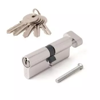 Личинка замка двери Vanger, EL-80-C-NI, 28626, алюминий, 80 мм, с заверткой, никель