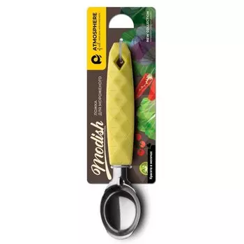 Ложка для мороженого нерж сталь, 18.5 см, ручка пласт., Modish, навеска, AT-K2452