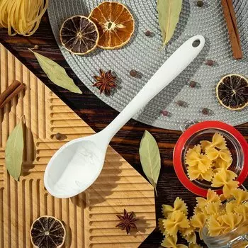 Ложка поварская силикон, 26.5х5.5 см, навеска, Daniks, Emerald, Y4-7896