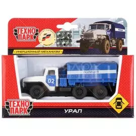 Машина Технопарк, Урал полиция, 12 см, инерционная, открывающиеся двери, металл, SB-15-35-T8-WB