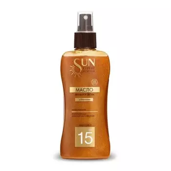 Масло-активатор для загара, Krassa, Sun Expert, SPF 15, 180 мл, с блестками, SE41511