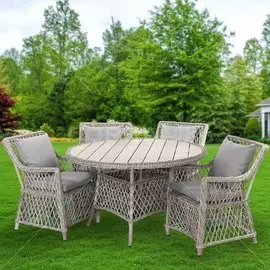 Мебель садовая Green Days, Форео, серая, стол, 122х122х75 см, 4 кресла, подушка серая, CYH162W-1
