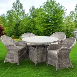 Мебель садовая Green Days, Милтон, бежевая, стол, 118х118х75 см, 4 кресла, подушка бежевая, 40 кг, CYH1944W