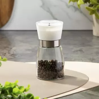 Мельница для специй стекло, пластик, 170 мл, белая, Daniks, YM6713DD