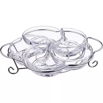 Менажница стекло, 28х23х6 см, 5 секций, металлическая подставка, Muza, 355-255