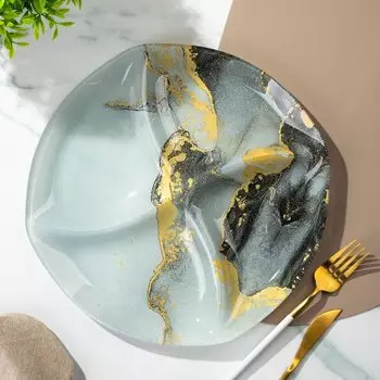 Менажница стекло, 29 см, круглая, Daniks, Флюид