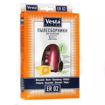 Мешок для пылесоса Vesta filter, ER 02, бумажный, 5 шт