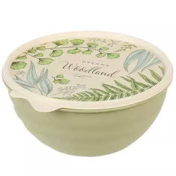 Миска пластик, круглая, 0.85 л, с крышкой, Wave, Бытпласт, 43324530952, зеленая