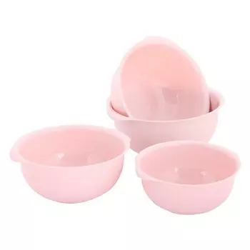 Миска пластик, круглая, 4 шт, 2, 3, 4, 5 л, Альтернатива, М7685, розовая